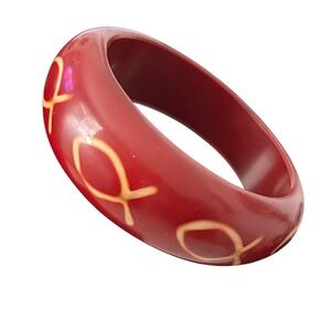 Ishthys Fish Symbol Red And Cream Bangle Bracelet Vintage Retro Design Vintage